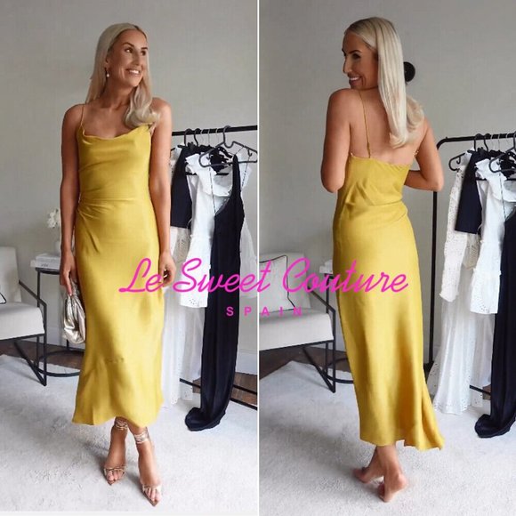 Zara Satin Cowl Neck Midi Slip Dress - Picture 2 of 11